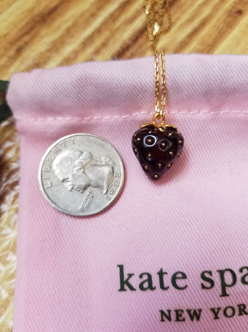 NWT Kate Spade Tutti Fruity Strawberry Mini Pendant Necklace New York Charm - Picture 3 of 7